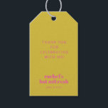 Modern Bold Typography Yellow Pink Bat Mitzvah Cadeaulabel<br><div class="desc">Gepersonaliseerde moderne,  oude typografie Roze en geel bat Mitzvah Gift Label</div>