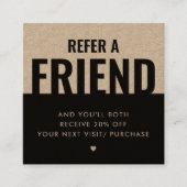 Modern Bold Verwijs een Vriend Kraft-Document Verw Vierkante Visitekaartje (Voorkant)