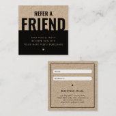 Modern Bold Verwijs een Vriend Kraft-Document Verw Vierkante Visitekaartje (Voorkant / Achterkant)