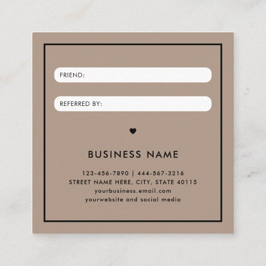 Modern Bold Verwijs een Vriend Verwijzing Korting Vierkante Visitekaartje (Achterkant)