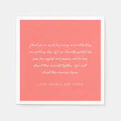Modern Bold Vibrant Coral Handwritten Note Wedding Servet (Voorkant)