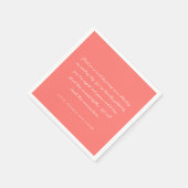Modern Bold Vibrant Coral Handwritten Note Wedding Servet (Hoek)