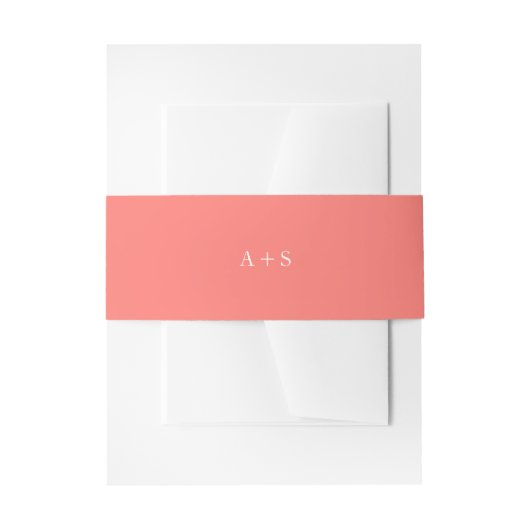 Modern Bold Vibrant Coral Monogram Simple Wedding Uitnodigingen Wikkel (Voorkant Voorbeeld)