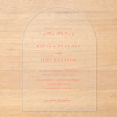 Modern Bold Vibrant Coral Simple Wedding Acryl Uitnodigingen (Voorkant)