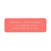 Modern Bold Vibrant Coral Simple Wedding Etiket (Voorkant)