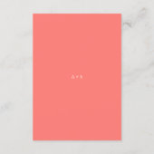 Modern Bold Vibrant Coral Simple Wedding Informatiekaartje (Achterkant)