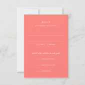 Modern Bold Vibrant Coral Simple Wedding RSVP Kaartje (Voorkant)