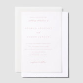 Modern Bold Vibrant Coral Simple Wedding Vellum Uitnodigingen (Offset)