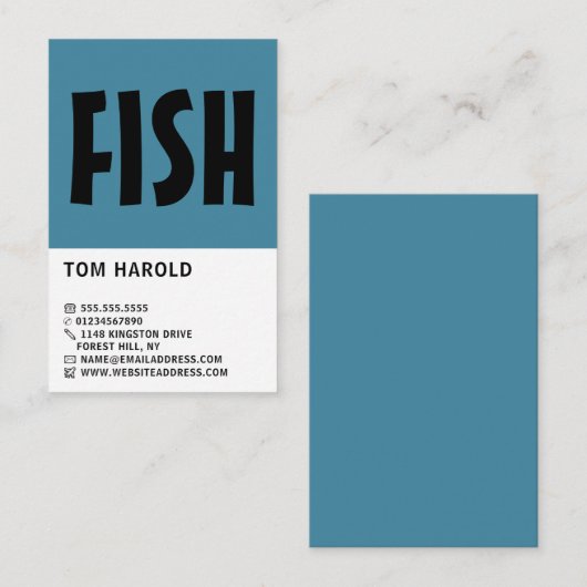 Modern Bold, visser/vrouw, vismarkt Visitekaartje (Voorkant / Achterkant)