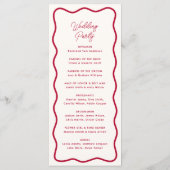 Modern Bold Wavy Frame Retro Red Wedding Programmakaart (Achterkant)
