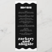 Modern Bold Wavy Framed Border Wit Zwart Bruiloft Menu (Voorkant)