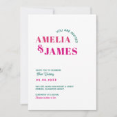 modern Bold Wavy funky Donkergroen & Roze Bruiloft Kaart (Voorkant)