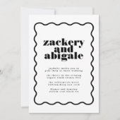 Modern Bold Wavy ingelijst Zwart Wit Bruiloft Kaart (Voorkant)
