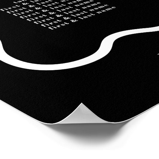 Modern Bold Wavy Lijst Zwart Wit Bruiloft Poster (Hoek)