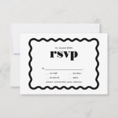 Modern Bold Wavy Lijst Zwart Wit Bruiloft RSVP Kaartje (Voorkant)