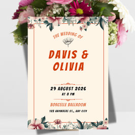 Modern Bold Wedding Invitation - Clean Elegant  Kaart