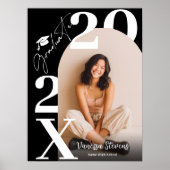 Modern Bold White black Trendy photo graduation Poster (Voorkant)