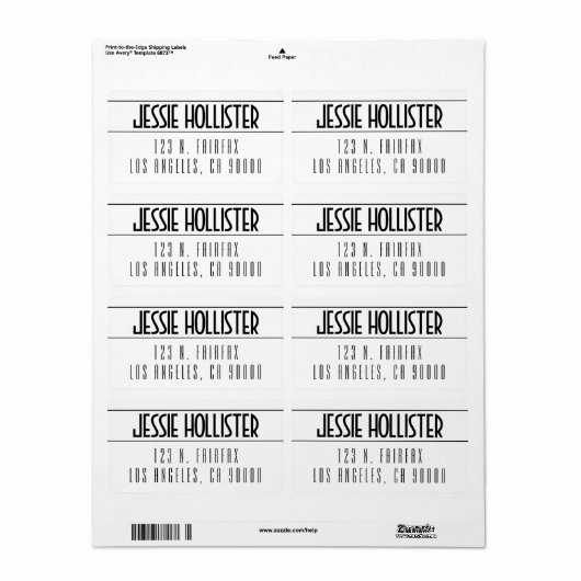 Modern Bold White en zwart Etiket (Full Sheet)