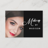 Modern Bold White Script Photo Makeup Visitekaartje (Voorkant)