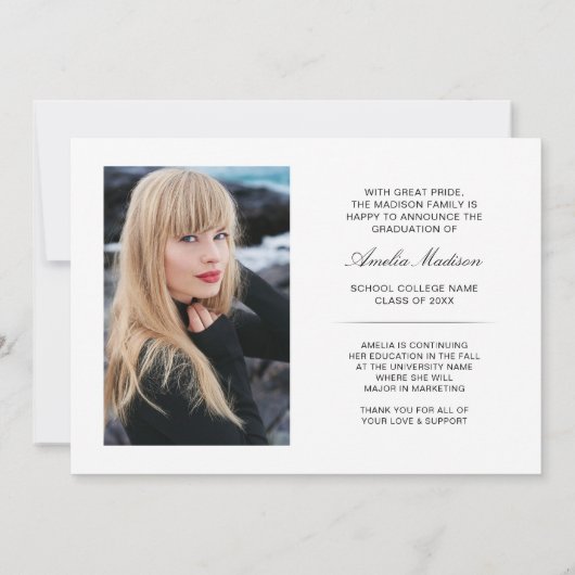 Modern Bold White Transparant Text Afstudeerder 2 Aankondiging (Achterkant)