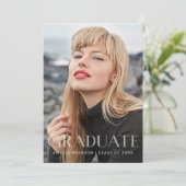 Modern Bold White Transparant Text Afstudeerder 2  Aankondiging (Staand voorkant)