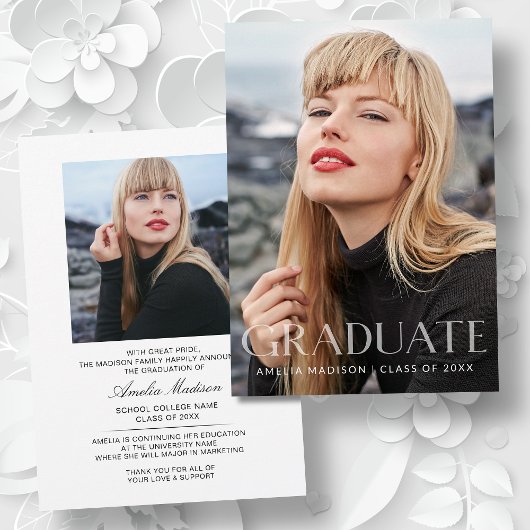 Modern Bold White Transparant Text Afstudeerder 2  Aankondiging