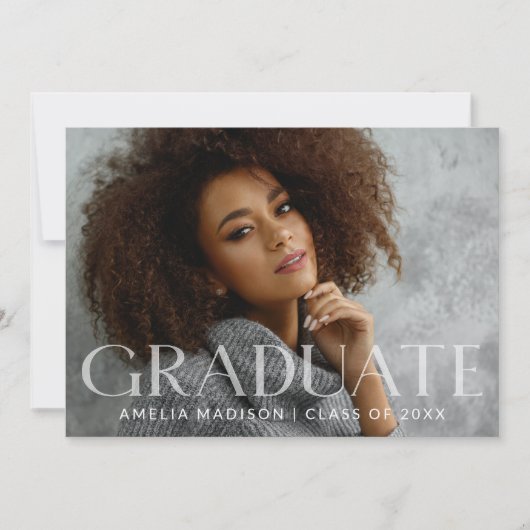 Modern Bold White Transparant Text Afstudeerder Fo Aankondiging (Voorkant)