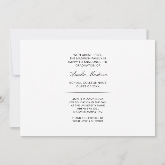 Modern Bold White Transparant Text Afstudeerder Fo Aankondiging (Achterkant)