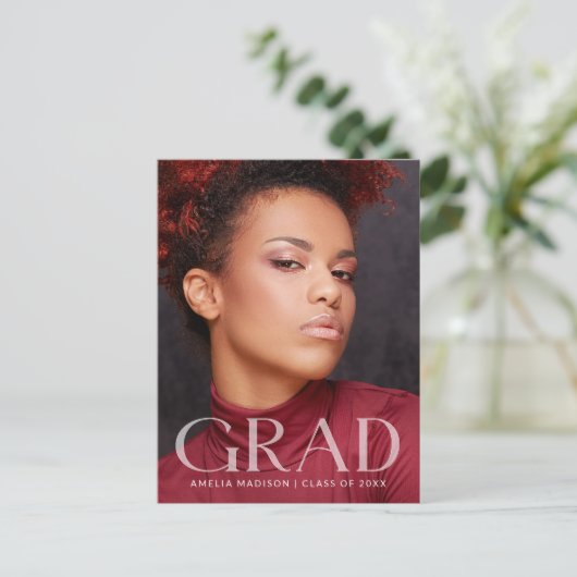 Modern Bold White Transparant Text Afstudeerder Fo Briefkaart (Staand voorkant)