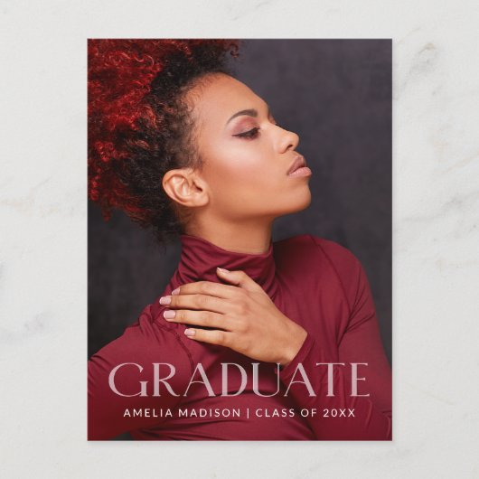 Modern Bold White Transparant Text Afstudeerder Fo Briefkaart (Voorkant)