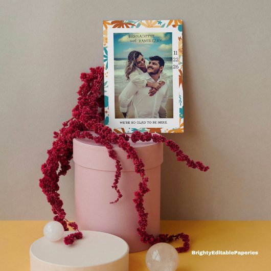 Modern Bold Wildflower minimalistisch script bruil RSVP Kaartje