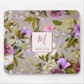 Modern Bold Wildflower Purple | Monogram Gift Muismat (Voorkant)