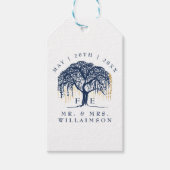 Modern Bold Willow Tree Navy Blauw Goud Bruiloft Cadeaulabel (Voorkant)