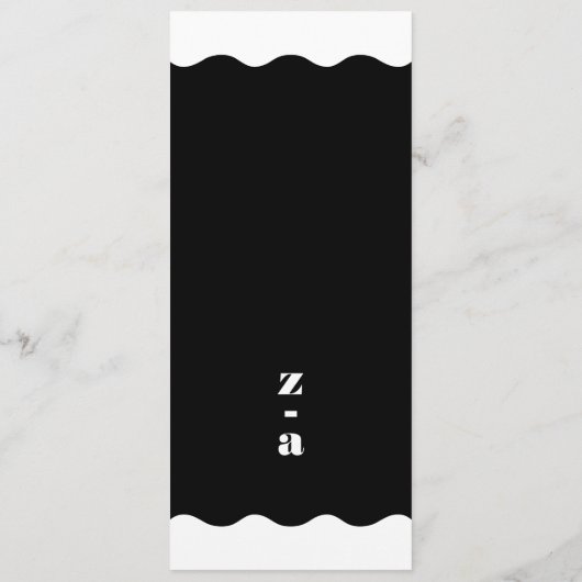 Modern Bold Wit Zwart Bruiloft Decor Menu (Achterkant)