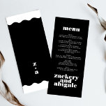 Modern Bold Wit Zwart Bruiloft Decor Menu<br><div class="desc">Dit ontwerp maakt deel uit van een collectie - neem contact met mij op als je extra briefpapier nodig hebt Dit moderne ontwerp is minimalistisch, maar toch speels, met een perfecte plaatsing van zwart-witte tekst, wat resulteert in een nette en strakke look. Dit ontwerp is aanpasbaar aan andere kleuren en...</div>