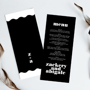 Modern Bold Wit Zwart Bruiloft Decor Menu