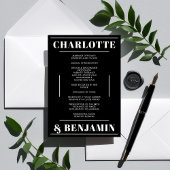Modern Bold Wit Zwart Minimalistisch Trouwprogramm Kaart