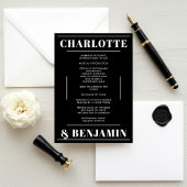 Modern Bold Wit Zwart Minimalistisch Trouwprogramm Kaart