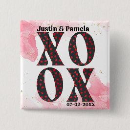 Modern Bold XOXO Happy Valentines Day Gift Vierkante Button 5,1 Cm