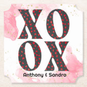 Modern Bold XOXO Happy Valentines Day Kartonnen Onderzetters (Voorkant)