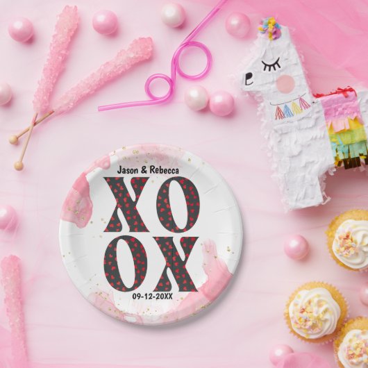 Modern Bold XOXO Happy Valentines Day Papieren Bordje (Feest)