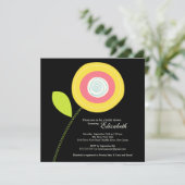 Modern Bold Yellow Bloom Bridal Shower Kaart (Staand voorkant)