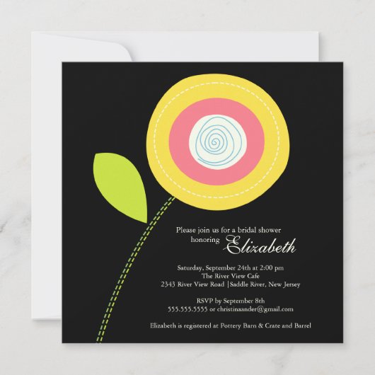Modern Bold Yellow Bloom Bridal Shower Kaart (Voorkant)