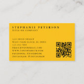 Modern Bold Yellow Floral Custom Logo QR Code Visitekaartje (Achterkant)