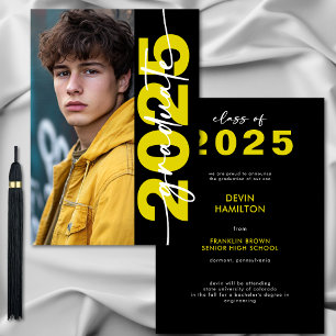 Modern Bold Yellow Typography Afstudeerder aangeko Kaart