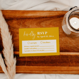 Modern Bold Yellow Wedding RSVP Behuizing Kaart