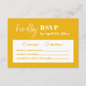 Modern Bold Yellow Wedding RSVP Behuizing Kaart (Voorkant)