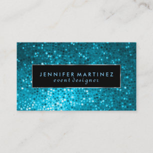 Modern Bold Zwart en Blauw Glitter 2 Visitekaartje