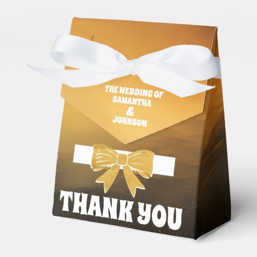 Modern Bold Zwart Gouden Boog Huwelijk Bedankdoosjes (Voorkant Zijde)
