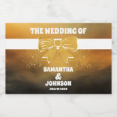 Modern Bold Zwart Gouden Boog Huwelijk Sparkling Wijnetiket (Enkel label)